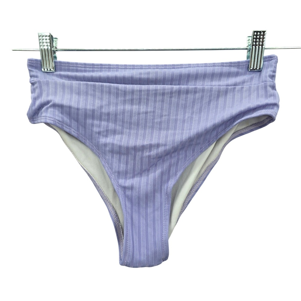 Y2K Ribbed Coquette Resort Party 2000s‎ Vacation Purple Bikini Bottom Swim Small